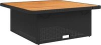 vidaXL Gartentisch Schwarz 110x110x71 cm Poly Rattan und Akazienholz