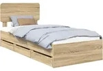 vidaXL Bettrahmen mit Kopfteil Sonoma-Eiche 100 x 200 cm Holzwerkstoff - Braun