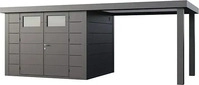 Telluria Gartenhaus Classico 3024 inkl. Regenrinne mit Seitendach rechts 602 x 259 cm