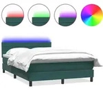vidaXL Boxspringbett mit Matratze & LED Dunkelgr&uuml;n 160x220 cm Samt - Gr&uuml;n