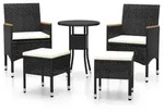 vidaXL 5-tlg. Garten-Lounge-Set Poly Rattan Schwarz - Schwarz