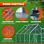 GARDEBRUK&reg; Gew&auml;chshaus Aluminium 3,6m2 190x190cm inkl. Dachfenster Tomatenhaus