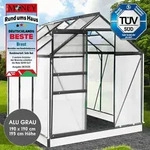 BRAST Gew&auml;chshaus Aluminium mit Fundament | 190x190x195cm | 6mm Hohlkammerplatten 