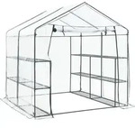 Gew&auml;chshaus Gr&uuml;nau mit Ablagen 200 x 200 x 220 cm Foliengew&auml;chshaus Pflanzhaus