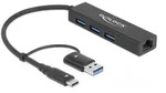 Delock 3 Port USB 3.2 Gen 1 Hub + Gigabit LAN mit USB Type-C oder USB Typ-A Anschluss