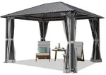 TOOLPORT Gartenpavillon 3x3,65 m Stahl-Dach mit Moskitonetzen und Seitenteilen...