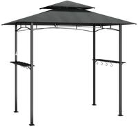 vidaXL Grillpavillon mit Seitenregalen Anthrazit 240x150x243 cm Stahl