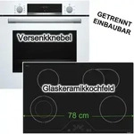 Herdset BOSCH Weiss Backofen 3D Heissluft Hydrolyse + Glaskeramikkochfeld