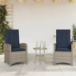 vidaXL Gartensessel mit Kissen 2 Stk. Verstellbar Grau Poly Rattan - Grau