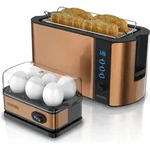 Arendo Fr&uuml;hst&uuml;cks-Set 2-teilig, 4-Scheiben Langschlitztoaster, 6er Eierkocher,
