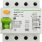 Matismart FI Schutzschalter Typ B allstromsensitiv 300mA/100A 4-Pol Intertek