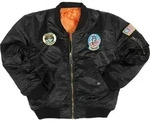 Kinder Fliegerjacke MA1 mit Abzeichen schwarz, XXS - Schwarz - XXS