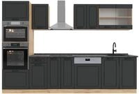 K&uuml;chenzeile Vicco R-Line Anthrazit Landhaus/Goldkraft Eiche 300 cm mit Hochschrank,