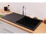 K&uuml;chensp&uuml;le Einbausp&uuml;le Granit Optik Mineralite 100 x 50 Schwarz Respekta -