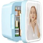 YASHE Mini-K&uuml;hlschrank MFA-5L-P, 4 L, Blau, LED-Spiegel, AC/DC