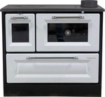 Kaminofen mit Backfach und Herdplatte 4012 Wei&szlig; Holzofen 8 kW Holz Ofen