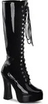 Pleaser Elektra-2020 Stiefel in &Uuml;bergr&ouml;&szlig;en Schwarz ELE2020/B gro&szlig;e Damenschuhe,