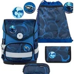 Belmil Compact ergonomisches Schulranzen-Set 5-teilig "Wave Storm" mit Brustgurt,