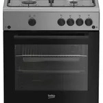 Beko FBG62010DX, Freistehender Herd, Edelstahl, Drehregler, Schwarz, Vorderseite,