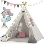 Spielwerk&reg; Tipi Zelt Kinderzelt Indoor Spielzelt 130x130cm Set mit Bodenmatte Beige