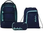 Satch, Schulrucksack-Set PACK Ocean Mint 3-teilig, ab 5. Klasse - Blau