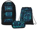 Satch, Schulrucksack-Set PACK Caleido Blue 3-teilig, ab 5. Klasse - Blau
