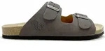 Damen Sandalen mit zwei Riemen, vegan, ultraleicht, ergonomisches Tieffussbett - Grau