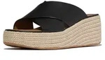 FitFlop Platfforms Espadrille Leather Wedge Cross Slides SCHWARZ 37 - 37
