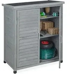 Relaxdays Gartenschrank, 3 F&auml;cher, Flachdach mit Neigung, Doppelt&uuml;r, HBT: 97 x 86,5