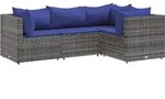 vidaXL 4-tlg. Garten-Lounge-Set mit Kissen Grau Poly Rattan - Grau