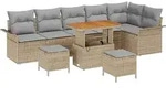 vidaXL Gartensofa-set mit Kissen 9 pcs Beige Poly-Rattan - Beige