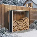Brennholzunterstand 'Kalmar' aus Stahl 158x47x152cm Anthrazit - Grau