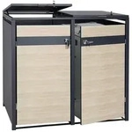 2er M&uuml;lltonnenverkleidung HWC-J82, M&uuml;lltonnenbox, erweiterbar, Metall 50kg,