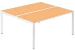 PAPERFLOW easyDesk Doppelschreibtisch buche rechteckig 4-Fu&szlig;-Gestell wei&szlig; 160,0 x