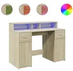 vidaXL LED-Schreibtisch Sonoma-Eiche 120x55x91 cm Holzwerkstoff - Braun