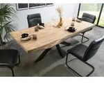MASSIVMOEBEL24 Baumtisch Mango 180x90x77 beige lackiert / Kreuzgestell...