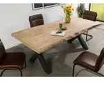 MASSIVMOEBEL24 Baumtisch Mango 200x100x77 beige lackiert / X-Beine anthrazit...