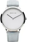 Bering Damen Uhr Armbanduhr - 14937-804 Leder - Hellblau/Wei&szlig;