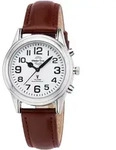 Master Time MTLA-10807-12L Sprechende Damen-Funkuhr mit Lederband - Wei&szlig;