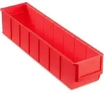 Rote Industriebox 400 S | HxBxT 8,1x9,1x40cm | 2,2 Liter| Sichtlagerkasten,