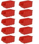 SuperSparSet 10x Sichtlagerbox aus Kunststoff | Rot | BxHxT 12x16x23cm 