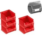 SparSet 5x Rote Sichtlagerbox 1.0 mit Abdeckung | HxBxT 6x10x10cm | 0,4 Liter 