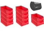 SparSet 10x Rote Sichtlagerbox 5.1 mit Griffstange & Abdeckung | HxBxT...