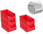SparSet 5x Rote Sichtlagerbox 4.1 mit Griffstange & Abdeckung | HxBxT...