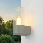 Au&szlig;enleuchte Wand Haust&uuml;r Balkon H: 19.7 cm Grau Aluminium Glas E27 IP44...