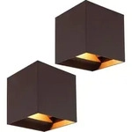 2er Set LED Wandleuchte, Au&szlig;en, verstellbar, rostfarben, L 10 cm - Braun