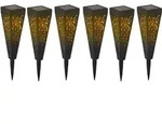 6er Set Solarleuchten, Erdspie&szlig;, schwarz-gold, H 33 cm
