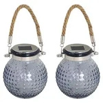 2er Set LED Solar Laterne, Glas klar, H 12,5 cm