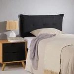 Kopfteil JALEYA mit Holzbeinen 90 cm in schwarz - gepolsterte Bettr&uuml;ckwand, Kopfende