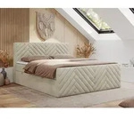 MKS MEBLE Boxspringbett 160x200 mit Bettkasten Matratze H3 - Paris Duo - Beige...